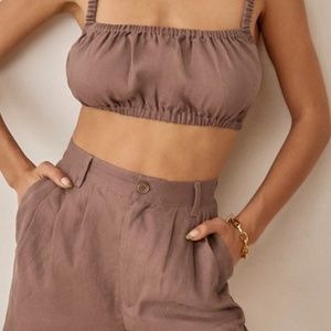 Reformation Carmen Linen Two Piece - Rye - 6